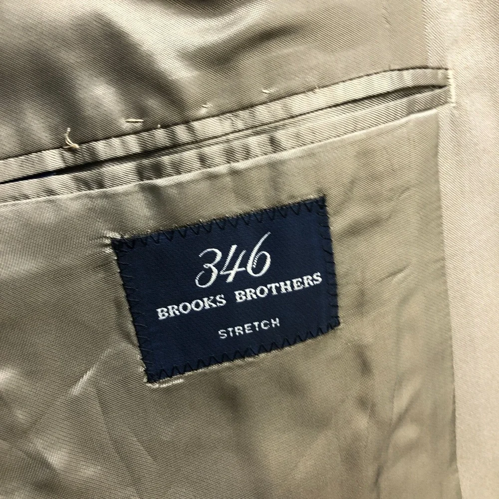Brooks Brothers 346 Blazer Mens 50 M Tan Wool Stretch 3 Button Sport Coat Jacket